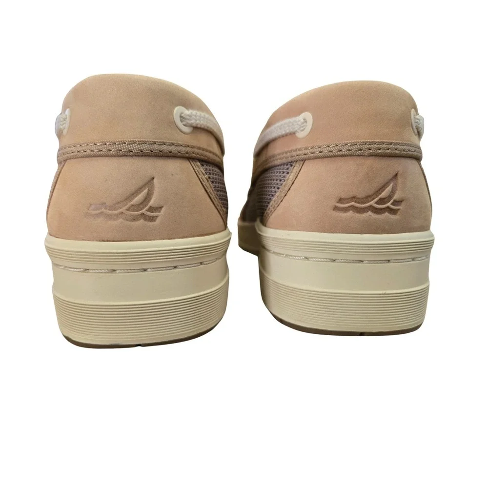 Sperry Top-Sider 2-Eye Men's Boat Shoes Beige Leather Mesh Cream Sole Size 11.5